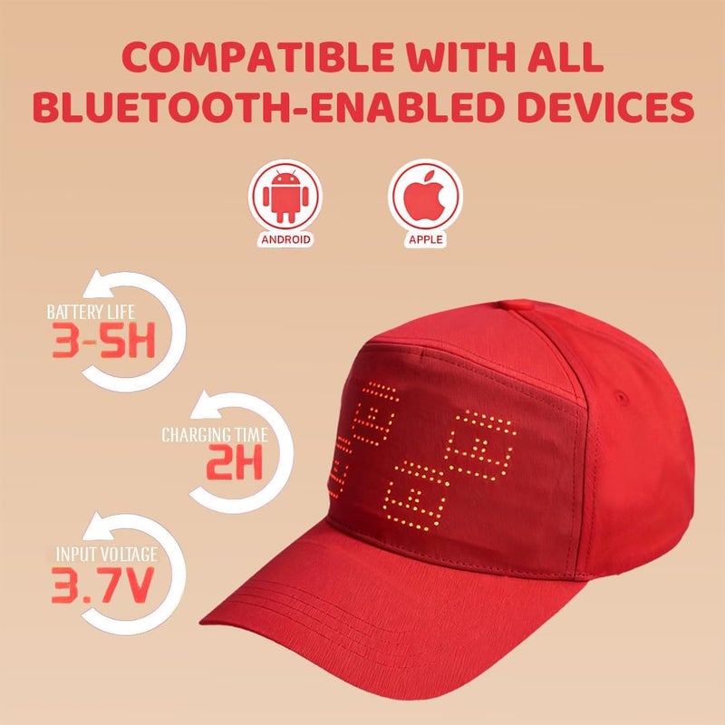 MasterAkoh Store LED Display Up Baseball Cap with Bluetooth - Personalized Messages for Parties, Birthdays, Gifts - Image 2